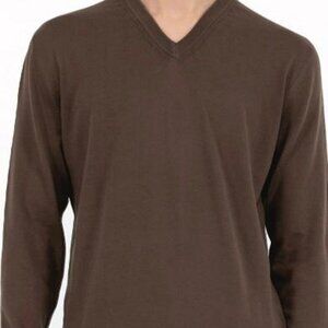 SORRY SOLD Banana Republic Men's Chocolate V Neck Sweater-L- Silk /Cotton /Cashm